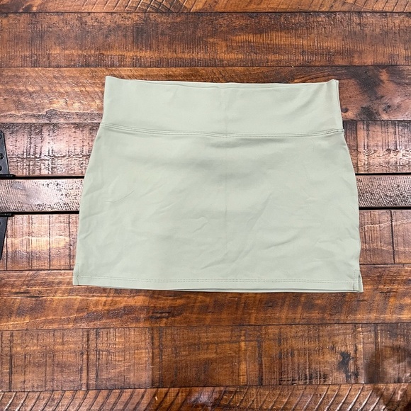 Free People Green Mini Pencil Skirt with Slit - Picture 3 of 5